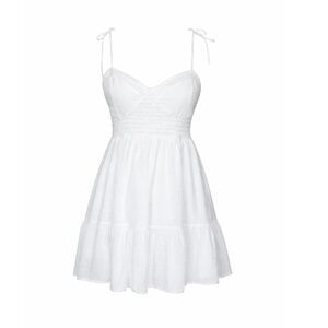 WILD FABLE SWISS DOT SMOCKED TIERED CASUAL COASTAL VACATION RESORT WEAR DRESS